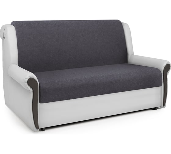 Изображение товара Диван-кровать Шарм Аккорд М 120 серая рогожка, и экокожа, белая 33070115