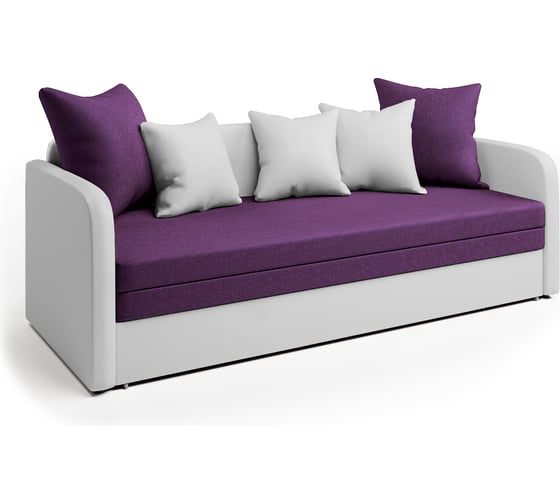 Изображение товара Софа Шарм Трио экокожа, белая и фиолетовая рогожка 1006021