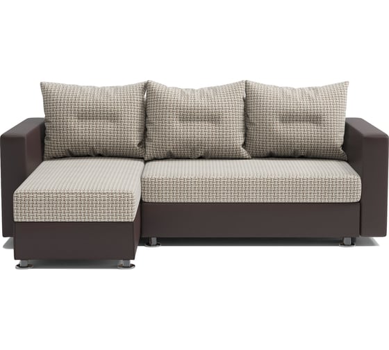 Изображение товара Угловой диван Шарм Ария левый, Корфу бежевый и экокожа, шоколад 190422114