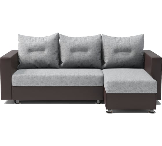 Изображение товара Угловой диван Шарм Ария правый, экокожа, шоколад и серый шенилл 190422109