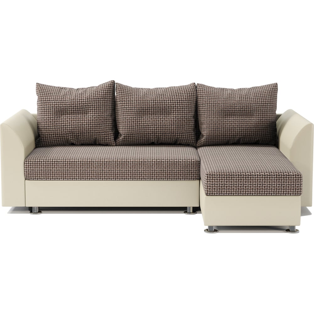 Изображение товара Угловой диван Шарм Ария Скала правый коричневый бежевый