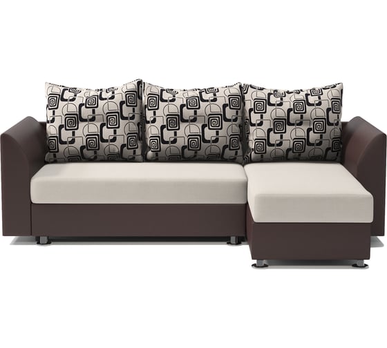 Изображение товара Угловой диван Шарм Ария Скала правый, экокожа, шоколад и ромб 190422127