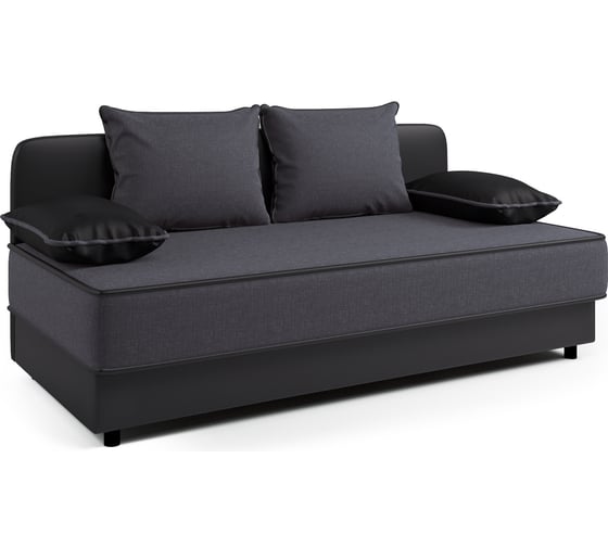 Изображение товара Кушетка Шарм Прима рогожка, серый и экокожа, черный 403210032