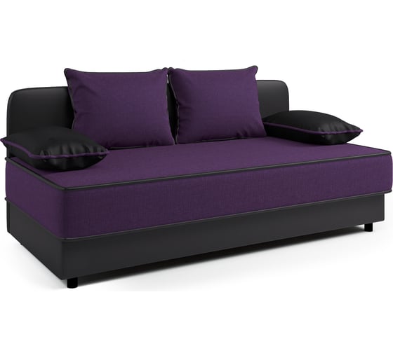 Изображение товара Кушетка Шарм Прима рогожка, фиолетовый и экокожа, черный 403210031