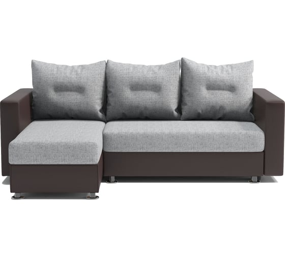 Изображение товара Угловой диван Шарм Ария левый, экокожа, шоколад и серый шенилл 190422120