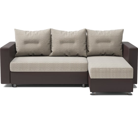 Изображение товара Угловой диван Шарм Ария правый, Корфу бежевый и экокожа, шоколад 190422103