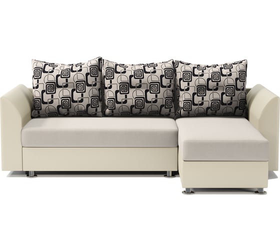 Изображение товара Угловой диван Шарм Ария Скала правый, экокожа, бежевый и ромб 190422128