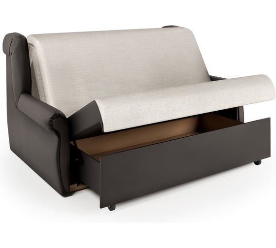 Изображение товара Диван-кровать Шарм Аккорд М 100 экокожа, шоколад и шенилл, бежевый 33070106