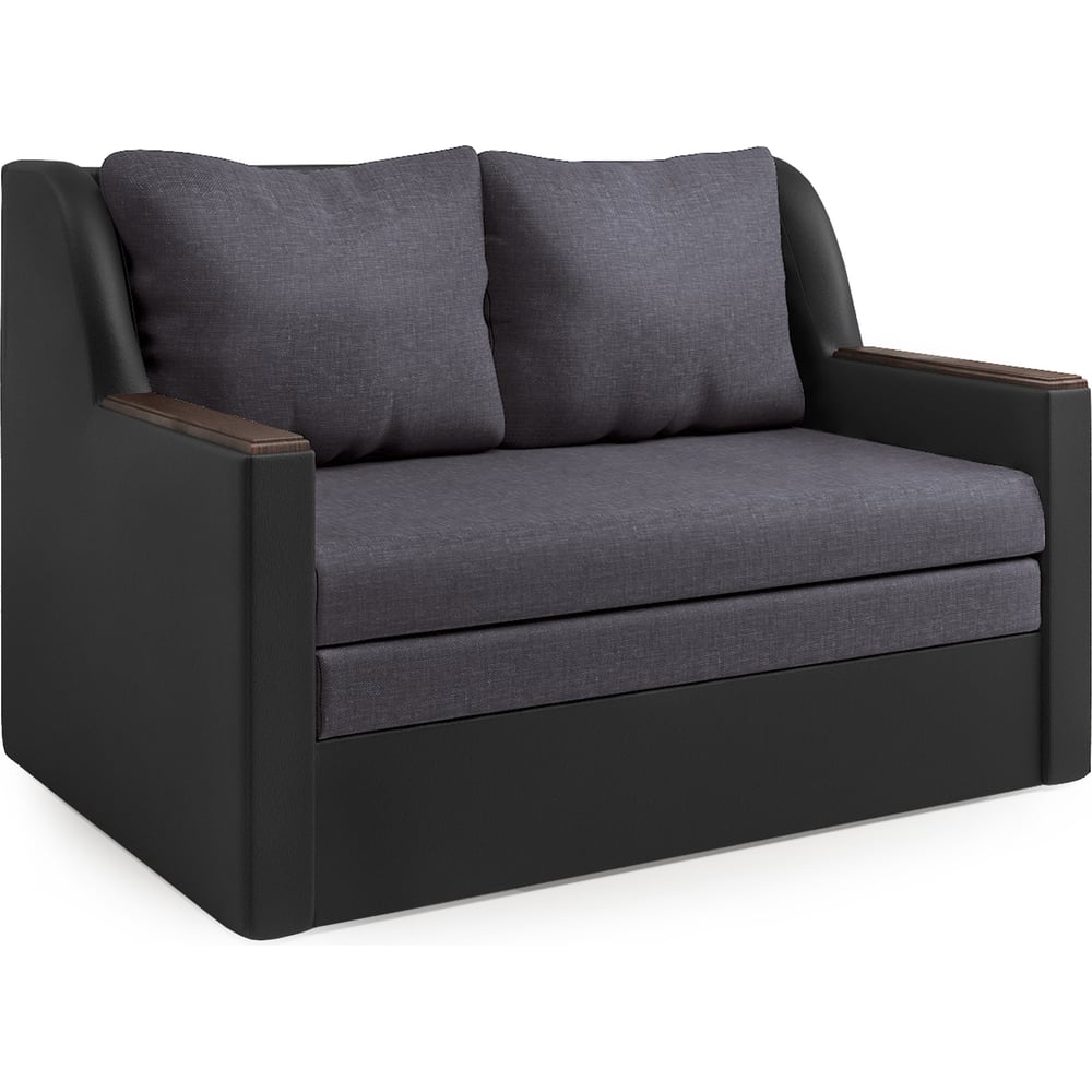 Изображение товара Диван-кровать Шарм Дуэт из экокожи и рогожки, современный стиль, 2 посадочных, 1 спальное место