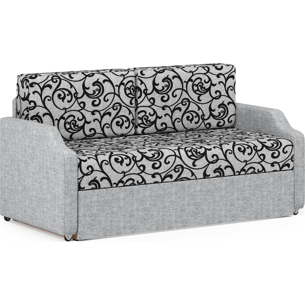 Изображение товара Кушетка Шарм Малыш шенилл серый узоры современная с ящиком и механизмом выкатывания