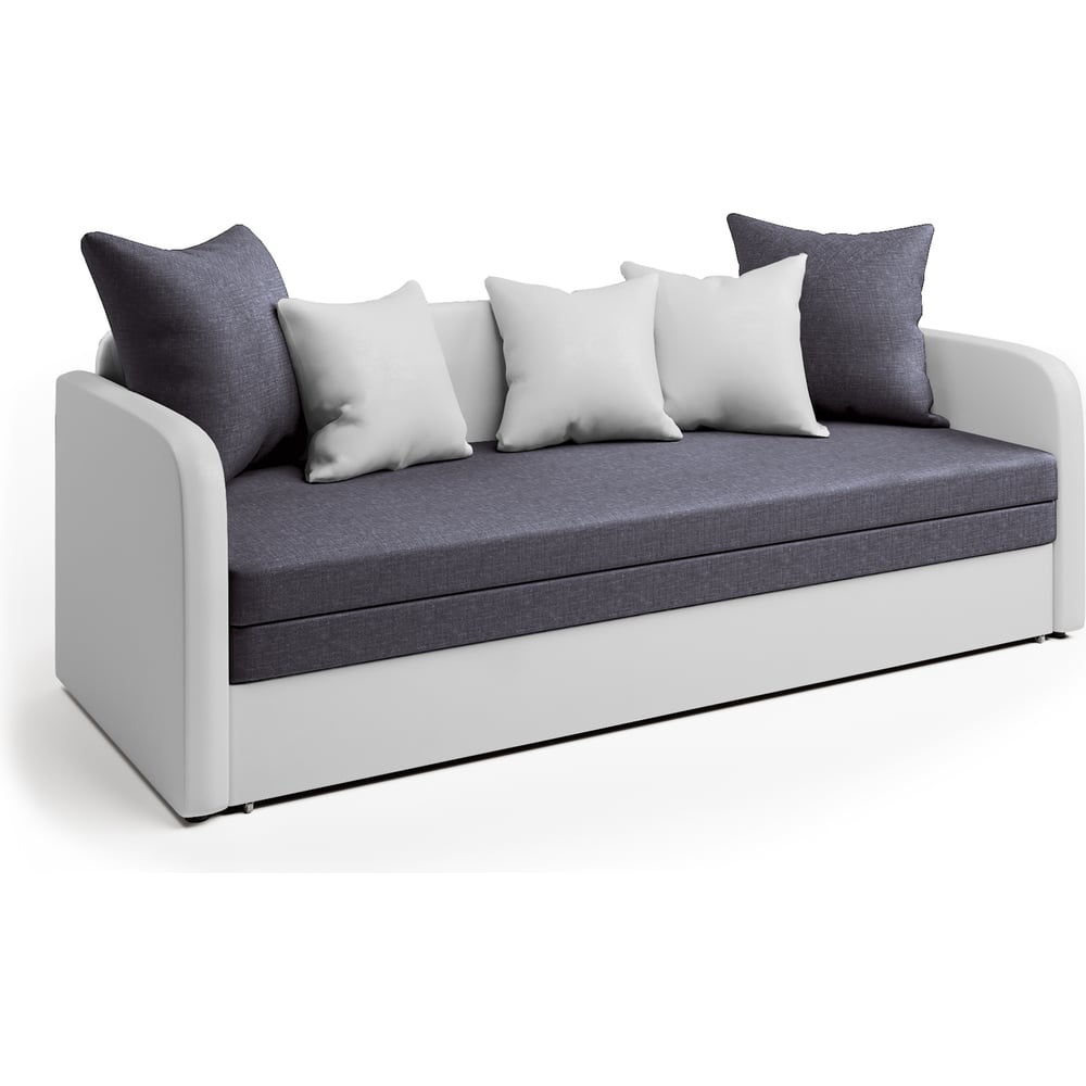 Изображение товара Современная софа Шарм Трио из экокожи и рогожки с механизмом выкатной трансформации