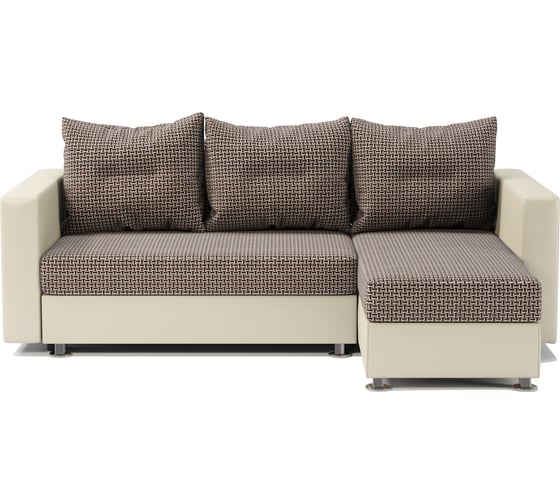 Изображение товара Угловой диван Шарм Ария правый, Корфу коричневый и экокожа, бежевый 190422102