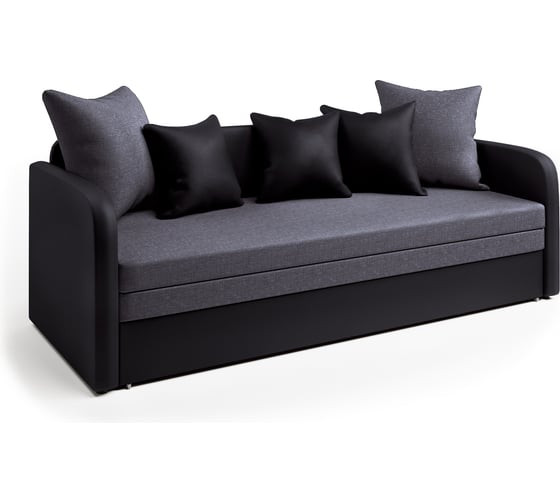 Изображение товара Софа Шарм Трио экокожа, черный и серая рогожка 1006027