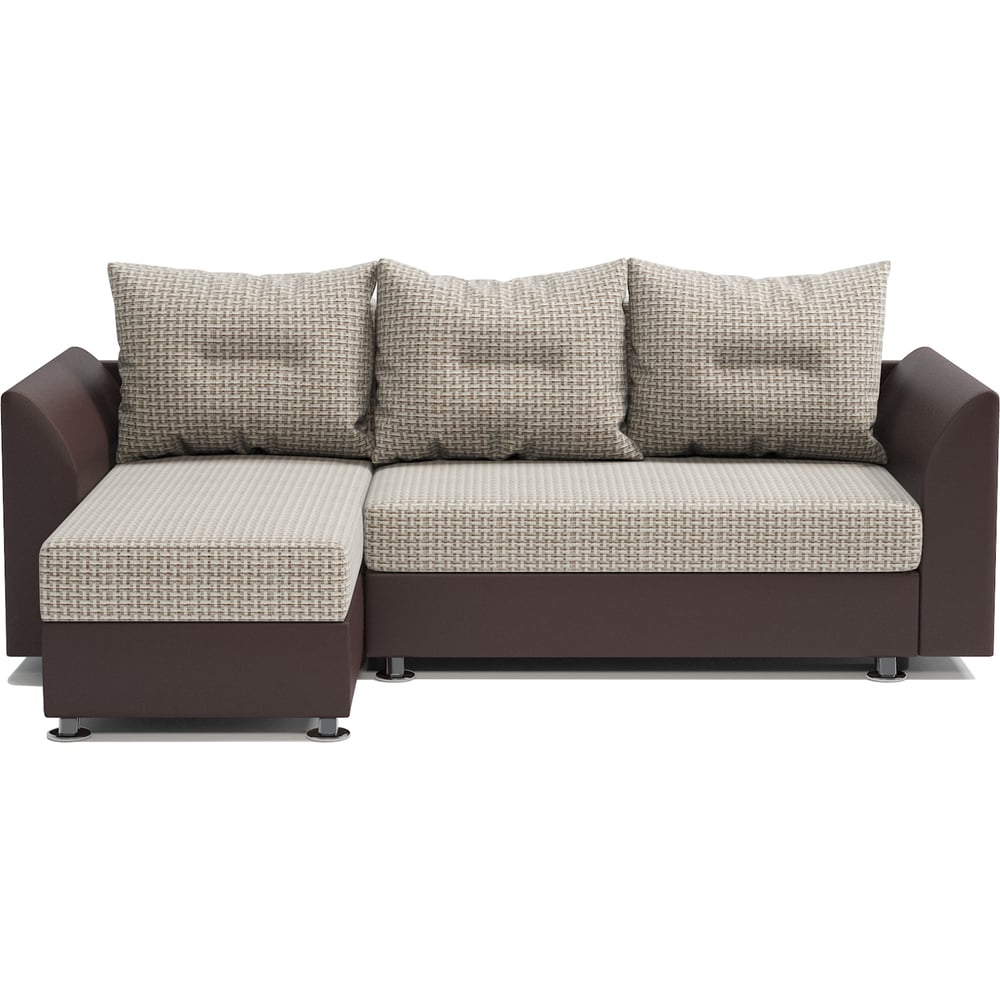 Изображение товара Угловой диван Шарм Ария Скала левый бежево-шоколадный экокожа современный стиль