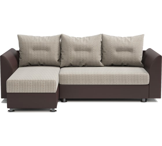 Изображение товара Угловой диван Шарм Ария Скала левый, Корфу бежевый и экокожа, шоколад 190422135