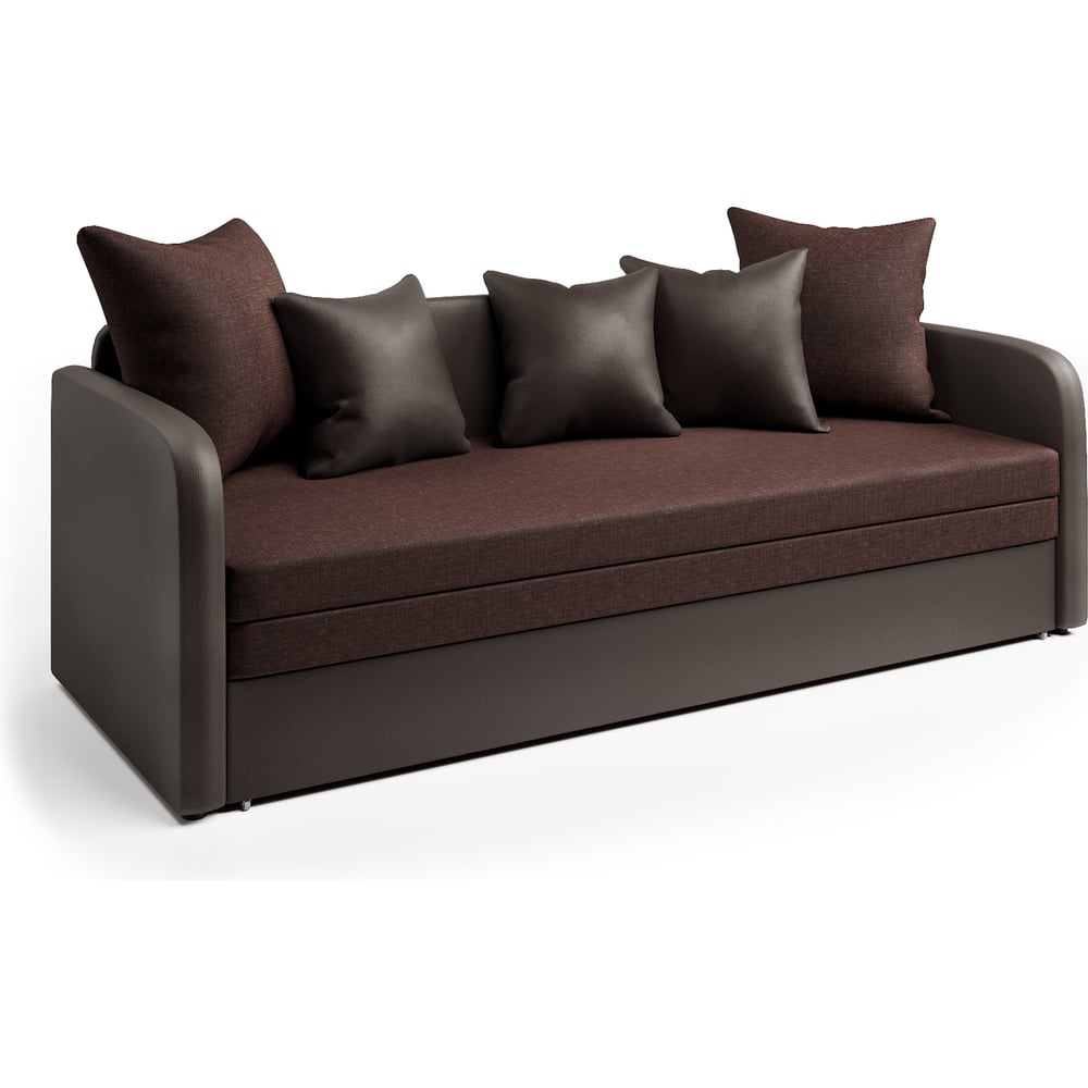 Изображение товара Софа Шарм Трио экокожа шоколад и шоколадная рогожка