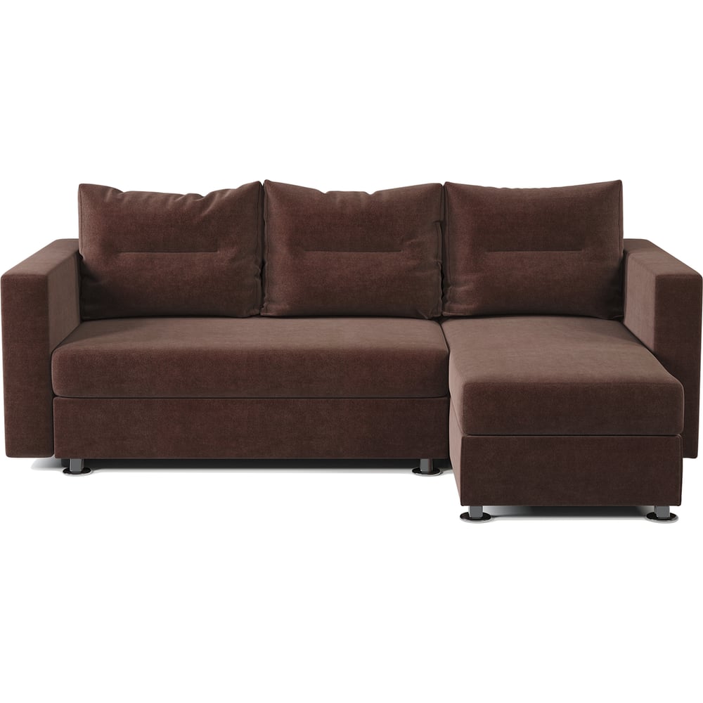 Изображение товара Угловой диван Шарм Ария правый велюр Дрим шоколад стильный и функциональный