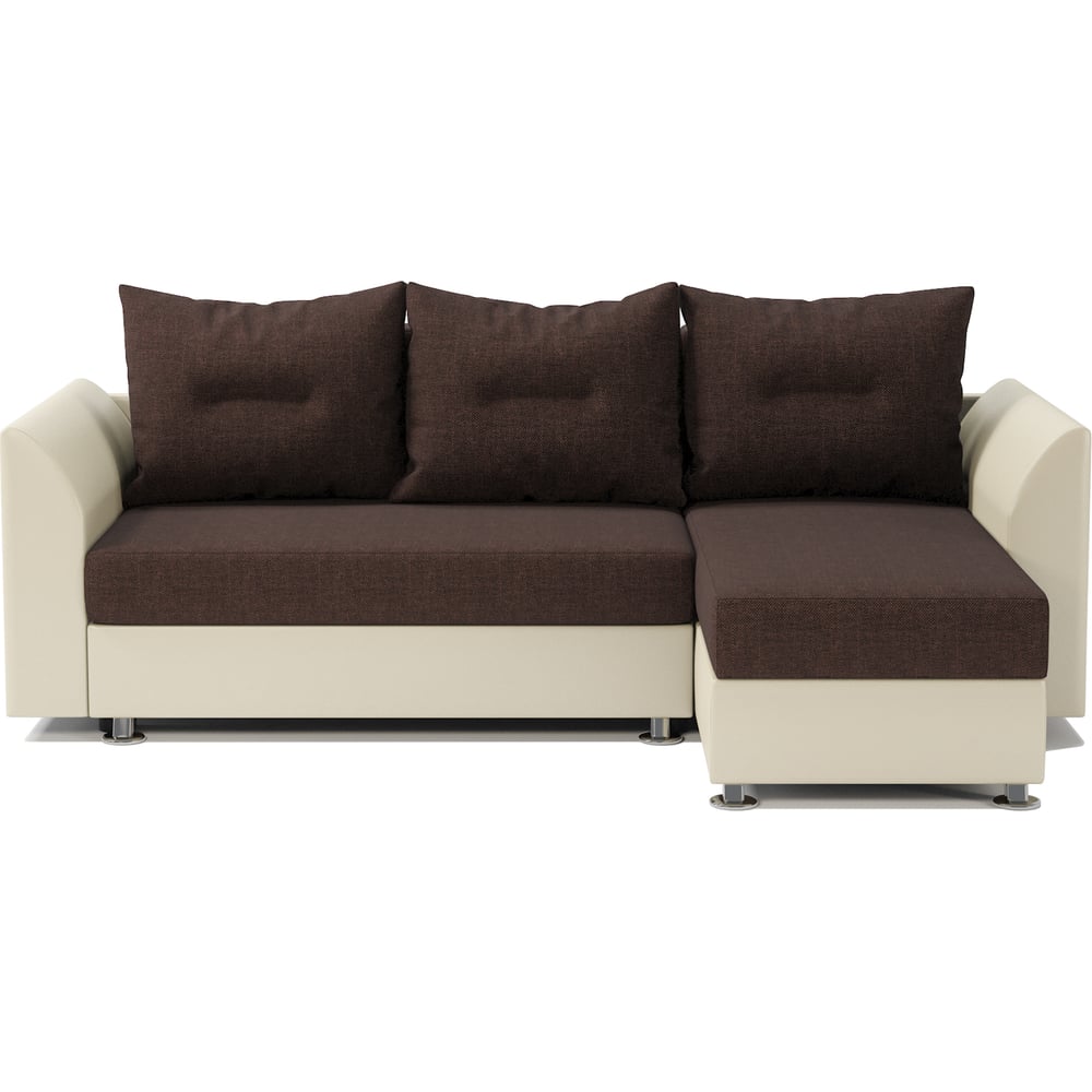 Изображение товара Угловой диван Шарм Ария Скала с механизмом еврокнижка, коричневый/бежевый