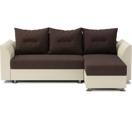 Изображение товара Угловой диван Шарм Ария Скала правый, рогожка, шоколад и экокожа, бежевый 190422130