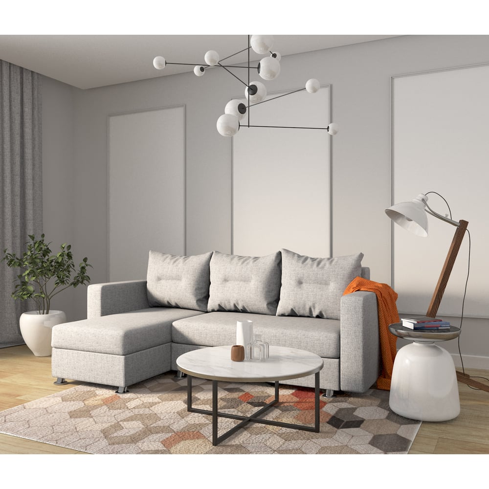 Изображение товара Угловой диван Шарм Ария левый, серый 11122123