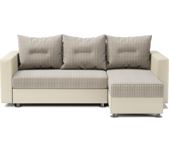 Изображение товара Угловой диван Шарм Ария правый, Корфу бежевый и экокожа, бежевый 190422104