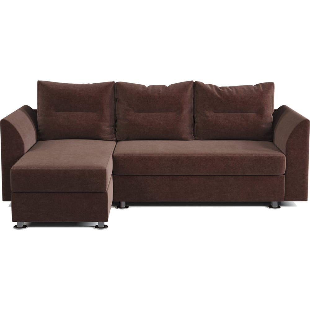 Изображение товара Угловой диван Шарм Ария Скала левый велюр шоколад 2250х1500 мм