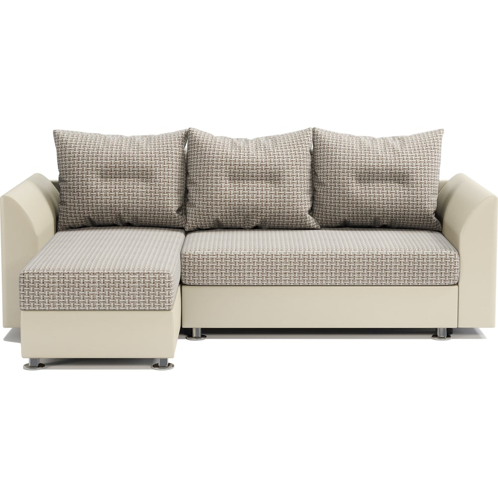 Изображение товара Угловой диван Шарм Ария Скала левый, Корфу бежевый и экокожа, бежевый 190422136