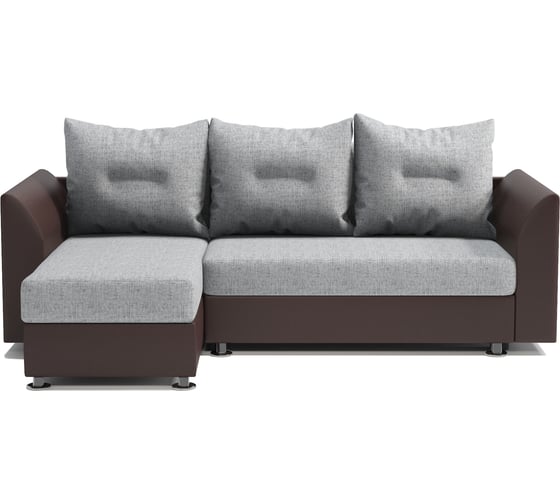 Изображение товара Угловой диван Шарм Ария Скала левый, экокожа, шоколад и серый шенилл 190422141