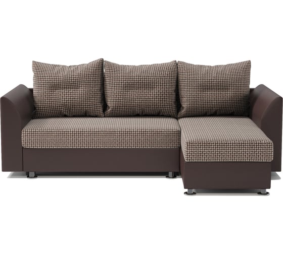 Изображение товара Угловой диван Шарм Ария Скала правый, Корфу коричневый и экокожа, шоколад 190422123