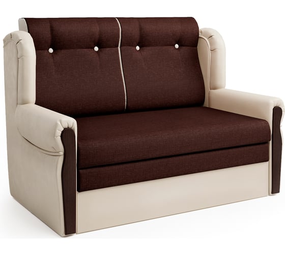 Изображение товара Диван-кровать Шарм Классика 2М экокожа, бежевый и рогожка 28030021