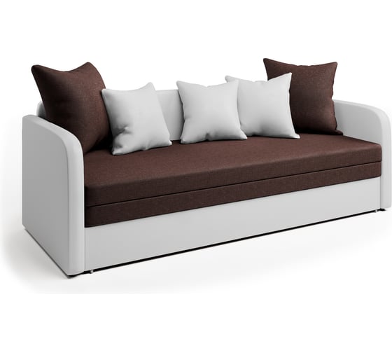 Изображение товара Софа Шарм Трио экокожа, белая и шоколадная рогожка 1006019