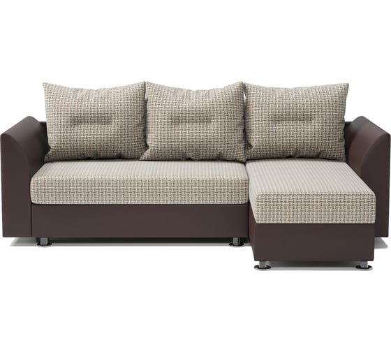 Изображение товара Угловой диван Шарм Ария Скала правый, Корфу бежевый и экокожа, шоколад 190422125