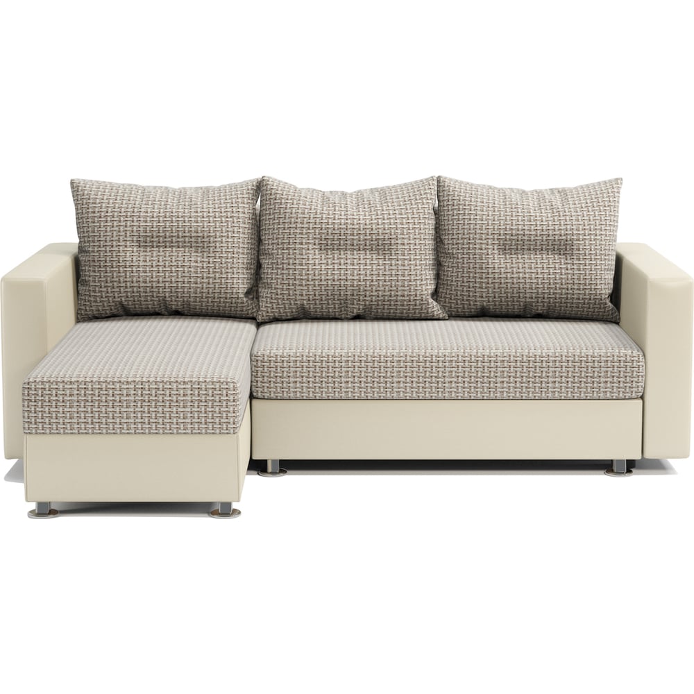 Изображение товара Угловой диван Шарм Ария левый в бежевом цветов с экокожей и механизмом еврокнижка