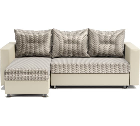 Изображение товара Угловой диван Шарм Ария левый, Корфу бежевый и экокожа, бежевый 190422115