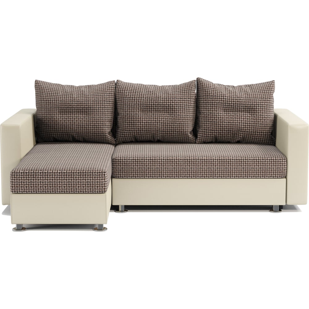 Изображение товара Угловой диван Шарм Ария левый коричневый с экокожей, раскладной