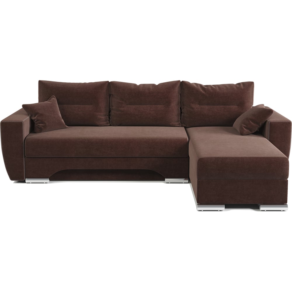 Изображение товара Угловой диван Шарм ЕвроШаг правый из велюра шоколадного цвета