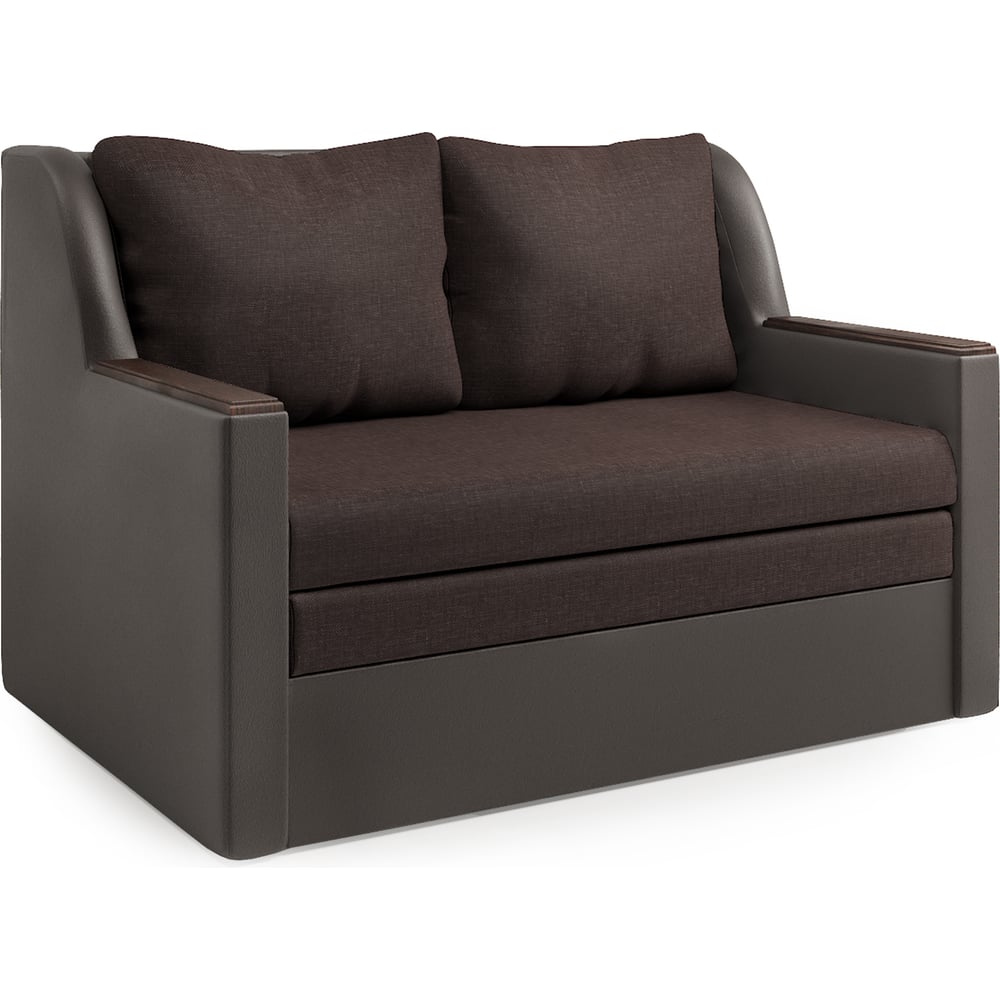 Изображение товара Диван-кровать Шарм Дуэт экокожа шоколадный с трансформацией