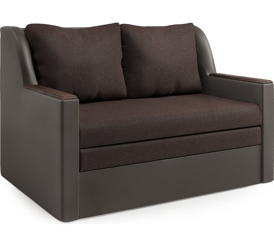 Изображение товара Диван-кровать Шарм Дуэт экокожа, шоколад и рогожка 1606011