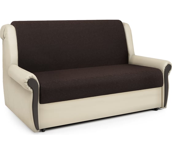 Изображение товара Диван-кровать Шарм Аккорд М 100 рогожка, шоколад и экокожа, бежевый 33070003