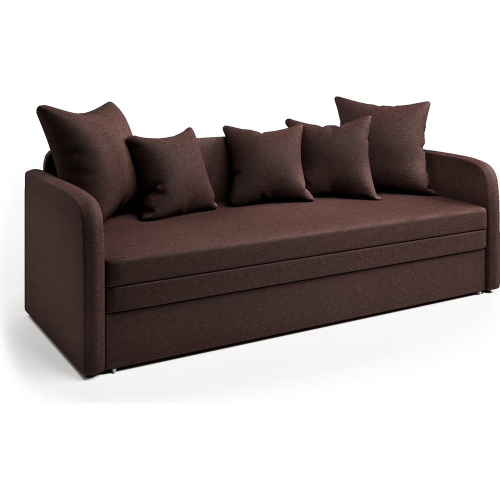 Изображение товара Современная софа Шарм Трио шоколад с раскладным механизмом и ящиком для белья