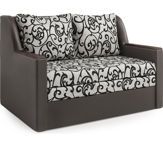 Изображение товара Диван-кровать Шарм Дуэт экокожа, шоколад и узоры 1606007