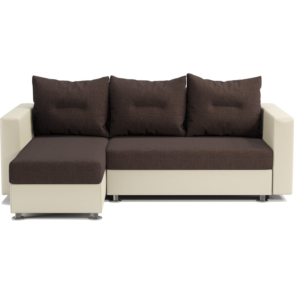 Изображение товара Угловой диван Шарм Ария левый с обивкой из рогожки и экокожи 2250х1500 мм