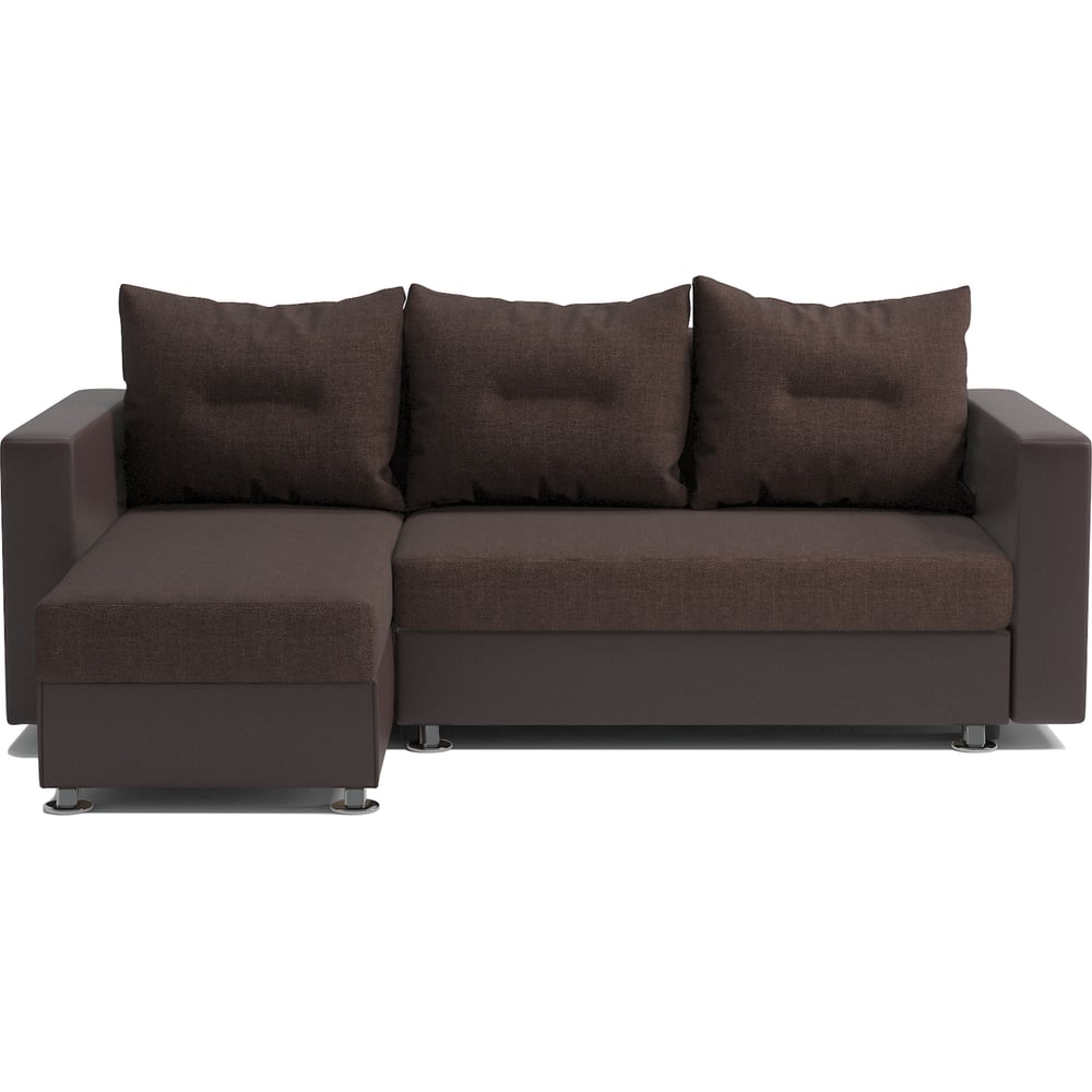 Изображение товара Угловой диван Шарм Ария левый рогожка экокожа шоколад