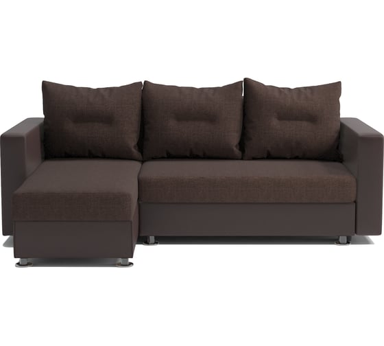 Изображение товара Угловой диван Шарм Ария левый, рогожка, и экокожа, шоколад 190422118