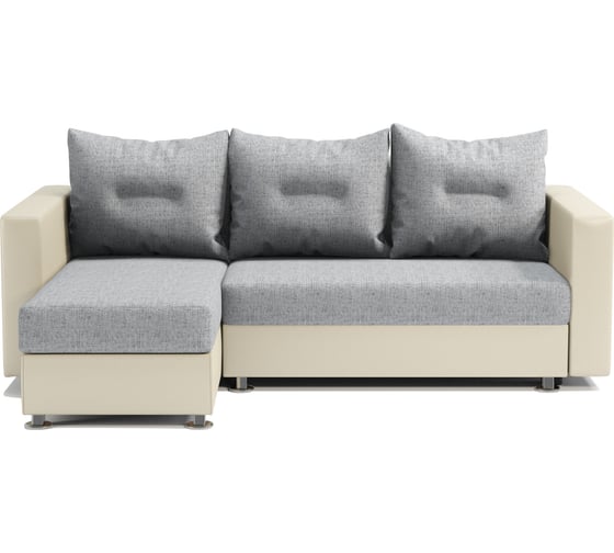 Изображение товара Угловой диван Шарм Ария левый, экокожа, бежевый и серый шенилл 190422121