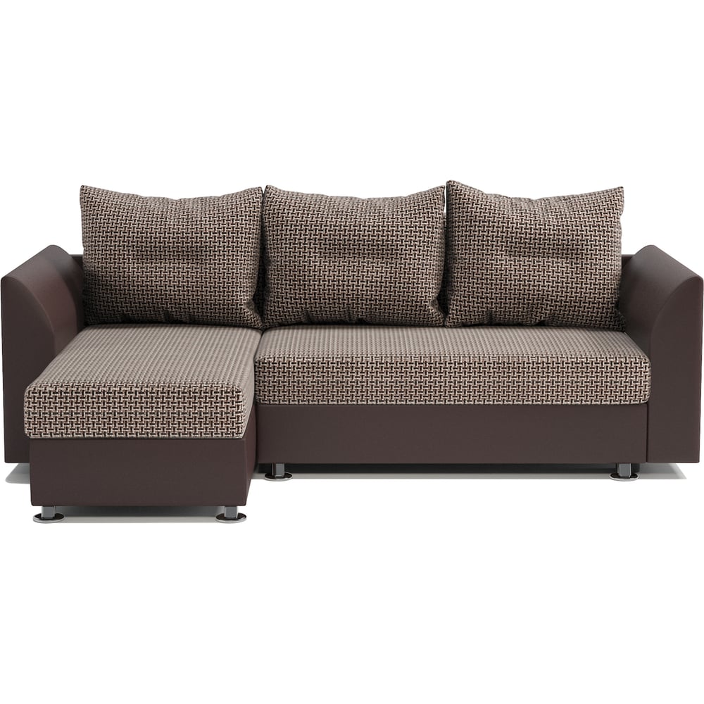 Изображение товара Угловой диван Шарм Ария Скала левый Корфу коричневый экокожа рогожка