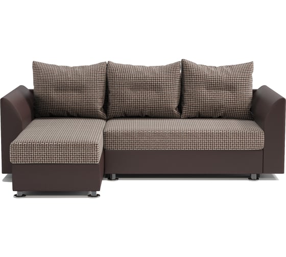 Изображение товара Угловой диван Шарм Ария Скала левый, Корфу коричневый и экокожа, шоколад 190422133