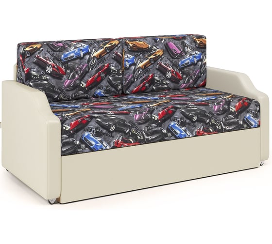 Изображение товара Кушетка Шарм Малыш Машинки и экокожа, бежевый 403210079