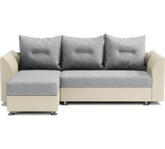 Изображение товара Угловой диван Шарм Ария Скала левый, экокожа, бежевый и серый шенилл 190422142