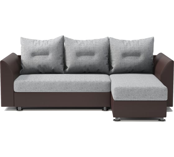 Изображение товара Угловой диван Шарм Ария Скала правый, экокожа, шоколад и серый шенилл 190422131